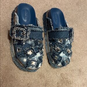 Denim Embellished women’s  Slip-On Sandals - Blue never worn